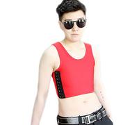 BaronHong Tomboy Trans Lesbian Colorful Mesh Chest Binder Short Tank Top (Rojo, XL)
