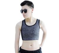 BaronHong Tomboy Trans Lesbian Cotton Chest Binder Más tamaño Short Tank Top con Stronger Elastic Band (Darkgray, XL)