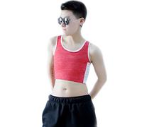 BaronHong Tomboy Trans Lesbian Cotton Chest Binder Talla Corta Tank Top con Stronger Elastic Band (Rojo, 2XL)