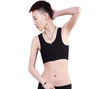 BaronHong Tomboy Trans Lesbian Cremallera Media Malla Cofre Carpeta Corsé Talla Corta Tank Top (Negro, M)