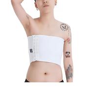 BaronHong Tomboy Trans Lesbian Strapless Plus Size Pecho Binder Top con 20 CM Banda elástica (Blanco, XL)