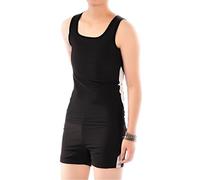 BaronHong Trans Lesbian Tomboy Pecho Binder Conjunto de baño de secado rápido Top sin mangas + Pantalones de natación (negro, L)