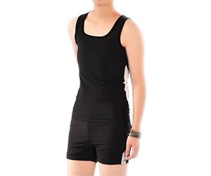 BaronHong Trans Lesbian Tomboy Pecho Binder Traje de baño de Secado rápido Conjunto Tank Top + Pantalones de natación (Negro, 3XL)