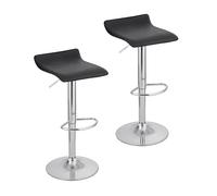 Baroni Home 2 Taburetes de Bar Giratorio con Altura Ajustable, Base Cromada con Reposapiés y Fondo Antiarañazos, Taburete de Cocina y Península, Fácil de Montar, 38x45x59-79 cm, Negro 2 Piezas