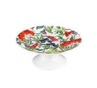 Baroni Home Accesorios de mesa de porcelana decorada, fantasías de bayas rojas, servicio de mesa para las cuatro estaciones o Navidad, 20 x 20 x 8 cm con soporte