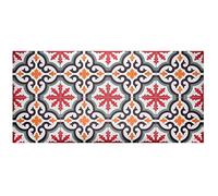 Baroni Home Alfombra de Cocina Antideslizante de Vinilo, Alfombra Lavable Resistente mayólicas Rojo y Verde, 120 x 60 cm