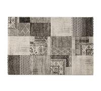 Baroni Home Alfombra de Pelo Corto, Alfombra Tejida a Mano, Alfombra de salón Moderna, 120 x 170 cm, marrón y Plata Cuadros