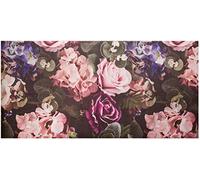 Baroni Home Alfombra Pasillo de Cocina en PVC con Fondo Antideslizante, Alfombra de Cocina Antimanchas y Fácil de Limpiar, Alfombra Pasillo para Pasillo, Flores Rosas 120x60 cm