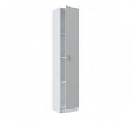 Baroni Home Armario columna baño ahorro de espacio, mueble alto con puerta y tirador de metal, 4 estantes interiores, de MDF resistente, fácil de montar, 37 x 37 x 180 cm (blanco 1 puerta)
