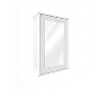 Baroni Home Armario de baño con espejo y contenedor, armario de pared con puerta de espejo, mueble de baño de madera plástica, 34 x 15 x 53 cm, color blanco