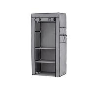 Baroni Home Armario de Tela Plegable con Estructura de Hierro, Organizador de Ropa Ahorra Espacio, Vestidor para Dormitorio, Cabina Armario con 3 estantes, Color Gris, 46x70x108 cm