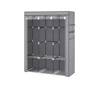 Baroni Home Armario de tela plegable, mueble plegable para ahorrar espacio con estructura de hierro para dormitorio, cabina, armario, gris (armario - 6 compartimentos)
