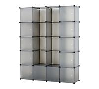 Baroni Home Armario Modular para Ahorrar Espacio, 20 Compartimentos, Mueble con Compartimentos apilables, organizadores de plástico para Dormitorio, vestidor, Gris Mate, 147 x 37 x 183 cm