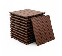 Baroni Home Azulejos para exteriores empotrados efecto madera, juego de 11 piezas de WPC, suelo modular resistente a los agentes atmosféricos, para jardín, terraza y balcón, 29,5 x 29,5 x 2 cm