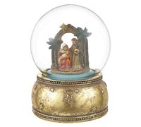 Baroni Home Bola de nieve de cristal, resina y acero, representación de nacimiento, elegante decoración navideña, 10 cm, carillón de nacimiento