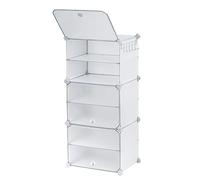 Baroni Home Cajas para zapatos apilables de plástico, ahorra espacio, organizadores modulares para zapatos plegables, para armario, entrada, hasta tamaño 44, blanco, 6 compartimientos, 44x32x96 cm