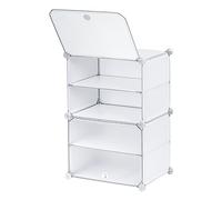 Baroni Home Cajas para Zapatos apilables de plástico, para Guardar Espacio, organizadores Plegables para Cabina, Armario, Entrada, hasta tamaño 44, Blanco, 4 Compartimentos, 44 x 32 x 65 cm