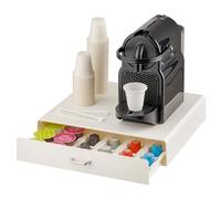 Baroni Home Cajón Porta-Cápsulas de Café, Organizador Universal de Dosettes para Nespresso y Dolce Gusto, Capacidad de 30 Cápsulas, Compacto en Plástico Resistente, 1 Cajón, 34X6X34 cm, Blanco