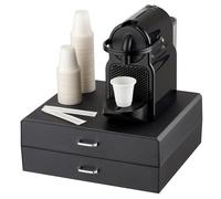 Baroni Home Cajón Porta Cápsulas de Café, Organizador Universal para 30 Cápsulas Nespresso y Dolce Gusto, para Accesorios y Té, Compacto en Plástico Resistente, 2 Cajones, 34x13x34 cm, Negro