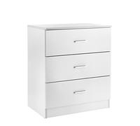 Baroni Home Cajonera de 3 cajones de Nobilitado, Mueble Moderno de Dormitorio o salón, Cómoda, Blanco, 60x40x70 cm