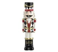 Baroni Home Cascanueces Navideño de Porcelana Decorada, Colorido Personaje Decorativo Navideño, Vestido Blanco y Negro, 7x6x22 cm