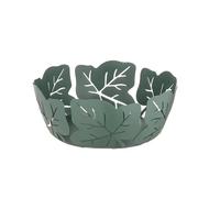 Baroni Home Cesta Decorativa para Pan de Metal con Motivo de Hoja, Diseño Moderno para Mesa y Cocina, Contenedor Bollería, Línea Edera, 20x20x7 (Cesta para Pan)
