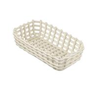 Baroni Home Cesta trenzada multiusos de cerámica, frutero, centro de mesa, vaciabolsillos rectangular, color blanco, 25 x 15 x 7 cm