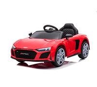 Baroni Home Coche Eléctrico para Niños Audi R8 Sport, 12V con MP3, Coche Mando a Distancia, Full Optional, Asiento Eco Cuero, Apertura Puertas, Velocidad 3-5 km/h, con Mando a Distancia Paterno, Rojo
