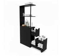 Baroni Home Columna de baño que ahorra espacio, mueble alto con estantes abiertos y cajones, multiusos, columna moderna para baño, cocina y dormitorio, 30 x 30 x 180 cm, 3 estantes y 2 cajones, color