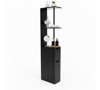 Baroni Home Columna de baño que ahorra espacio, mueble alto con estantes abiertos y puertas, armario multiusos, columna moderna para baño, cocina y dormitorio, 30 x 15 x 118 cm, 3 estantes y 2 puertas