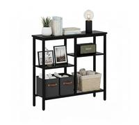 Baroni Home Consola de entrada, mesa consola con estructura de metal y estantes de MDF, mueble ahorra espacio para entrada, salón y pasillo, fácil de montar, 100 x 30 x 87 cm (negro con 4 estantes)
