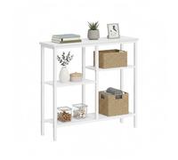 Baroni Home Consola de entrada, mesa consola con estructura de metal y estantes de MDF, mueble ahorra espacio para entrada, salón y pasillo, fácil de montar, 100 x 30 x 87 cm (blanca con 4 estantes)