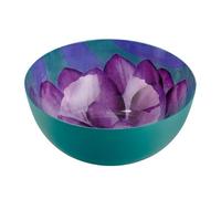 Baroni Home Cuenco con flor decorativa, cuenco de metal, centro de mesa, vaciabolsillos, interior o exterior, cuenco flor violeta, 20 x 20 x 10 cm