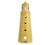 Baroni Home Decoración de cerámica, adorno Pop, portavelas de interior o exterior con forma de faro amarillo, 11 x 11 x 29,5 cm