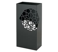 Baroni Home Diseño Moderno Cuadrado con Tallado, Paragueros Originales Negro con Gancho y Bandeja de Goteo Extraíble para Decorar el Hogar y la Oficina 25x15x50 cm
