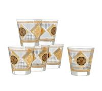 Baroni Home Domus - Juego de 6 vasos de agua coloridos, cristal impreso, fabricados en Italia, lavables en lavavajillas, 25 cl, Domus