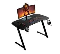 Baroni Home Escritorio Gaming para Ordenador Ergonómico con Soporte y Gancho para Auriculares y Portavasos, Mesa de Juego de MDF y Acero, 120x60 cm