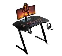 Baroni Home Escritorio Gaming para Ordenador Ergonómico con Soporte y Gancho para Auriculares y Portavasos, Mesa de Juego de MDF y Acero, 100x60 cm