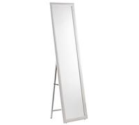 Baroni Home Espejo de Pie de Cuerpo Entero con Estructura de Acero, Espejo de Figura Completa con Soporte Plegable con Marco Decorado de Madera, Geométrico Blanco, 40X150 cm