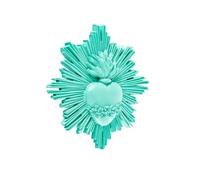 Baroni Home Ex votación con rayos de resina, decoración de pared con gancho, corazón sagrado decorativo para el hogar, pintado a mano, 14 x 14 x 2,5 cm (turquesa)