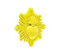 Baroni Home Ex votación con rayos de resina, decoración de pared con gancho, corazón sagrado decorativo para el hogar, pintado a mano, 14 x 14 x 2,5 cm (amarillo)