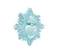 Baroni Home Ex votación con rayos de resina, decoración de pared con gancho, corazón sagrado decorativo para el hogar, pintado a mano, 14 x 14 x 2,5 cm (celeste)