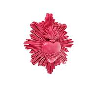 Baroni Home Ex votación con rayos de resina, decoración de pared con gancho, corazón sagrado decorativo para el hogar, pintado a mano, 14 x 14 x 2,5 cm (Rojo)