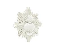 Baroni Home Ex votación con rayos de resina, decoración de pared con gancho, corazón sagrado decorativo para el hogar, pintado a mano, 14 x 14 x 2,5 cm (blanco)