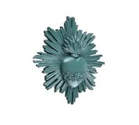Baroni Home Ex votación con rayos de resina, decoración de pared con gancho, corazón sagrado decorativo para el hogar, pintado a mano, 14 x 14 x 2,5 cm, verde petróleo