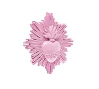 Baroni Home Ex votación con rayos de resina, decoración de pared con gancho, corazón sagrado decorativo para el hogar, pintado a mano, 14 x 14 x 2,5 cm (rosa)