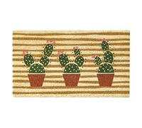 Baroni Home Felpudo para la entrada de la casa, de fibra de coco pintada a mano, alfombra de exterior con base antideslizante, felpudo resistente y fácil de limpiar, diseño de cactus con fondo a