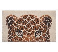 Baroni Home Felpudo para la Entrada de la casa, de Fibra de Coco Pintada a Mano, Alfombra de Exterior con Base Antideslizante, Felpudo Resistente y fácil de Limpiar, 70x40 cm (Leopardo)