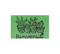 Baroni Home Felpudo para la entrada de la casa, de fibra de coco pintada a mano, alfombra de exterior con base antideslizante, felpudo resistente y fácil de limpiar, 60 x 38 cm, color verde