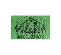 Baroni Home Felpudo para la entrada de la casa, de fibra de coco pintada a mano, alfombra de exterior con base antideslizante, felpudo resistente y fácil de limpiar, 60 x 38 cm, casa (verde)